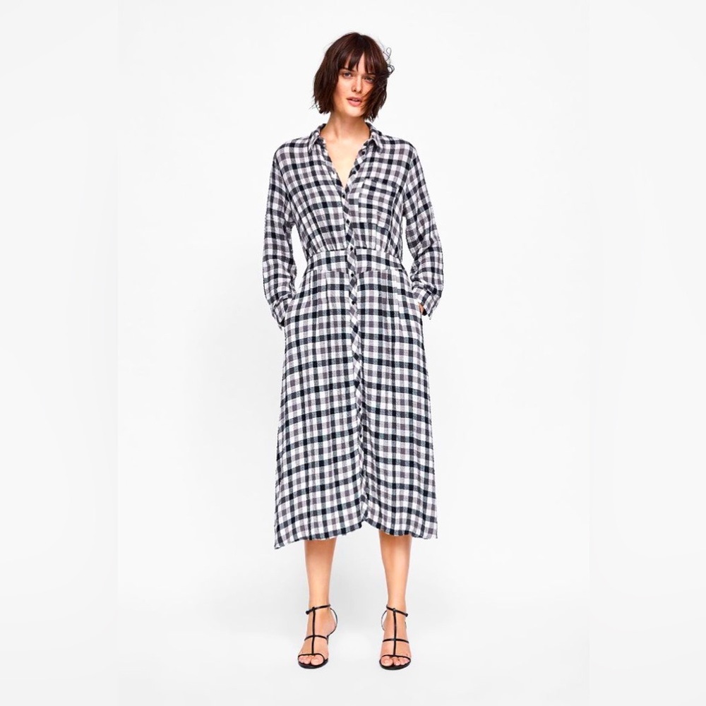 Zara Plaid Shirt Dress